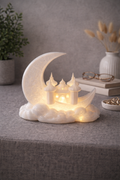 Crescent Moon with Masjid - 3D Printed Islamic Decor with Light-Up Base